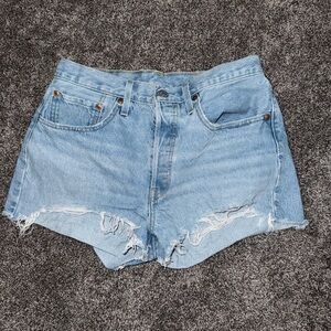 Levi's Light Blue Distressed Jean Shorts